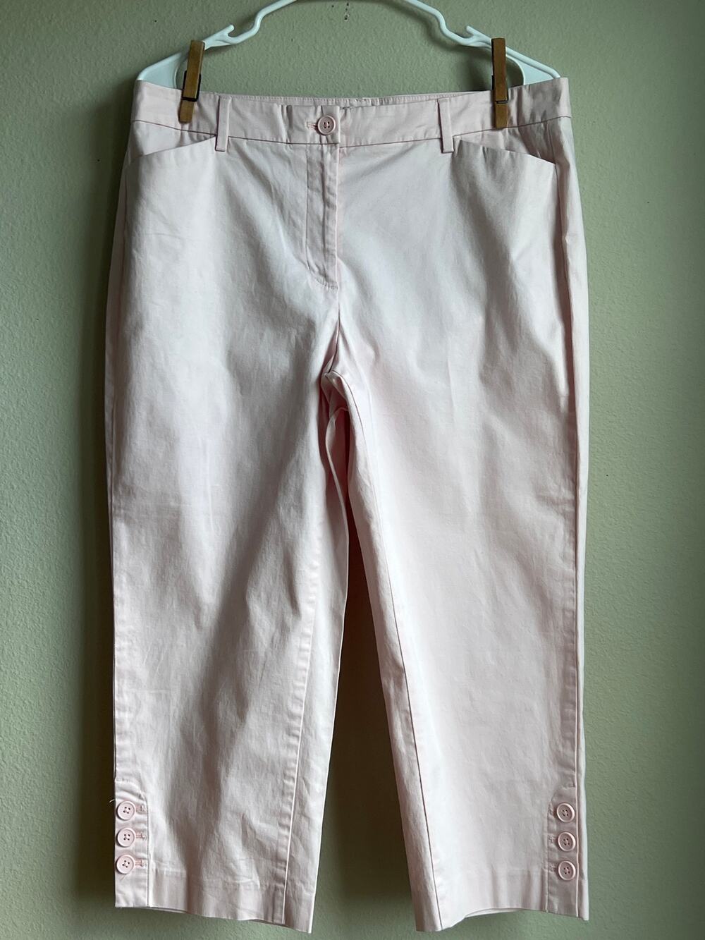 Talbots Light Pink Cotton Blend Cropped Pedal Pusher Pants Size 10 Medium